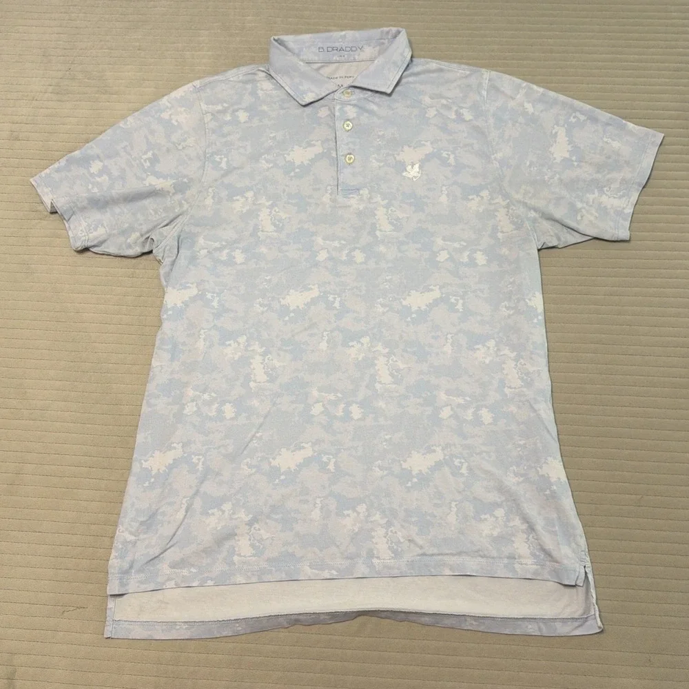 LACC Los Angeles Country Club B.Draddy Golf Blue Striped Polo Shirt Mens Medium
